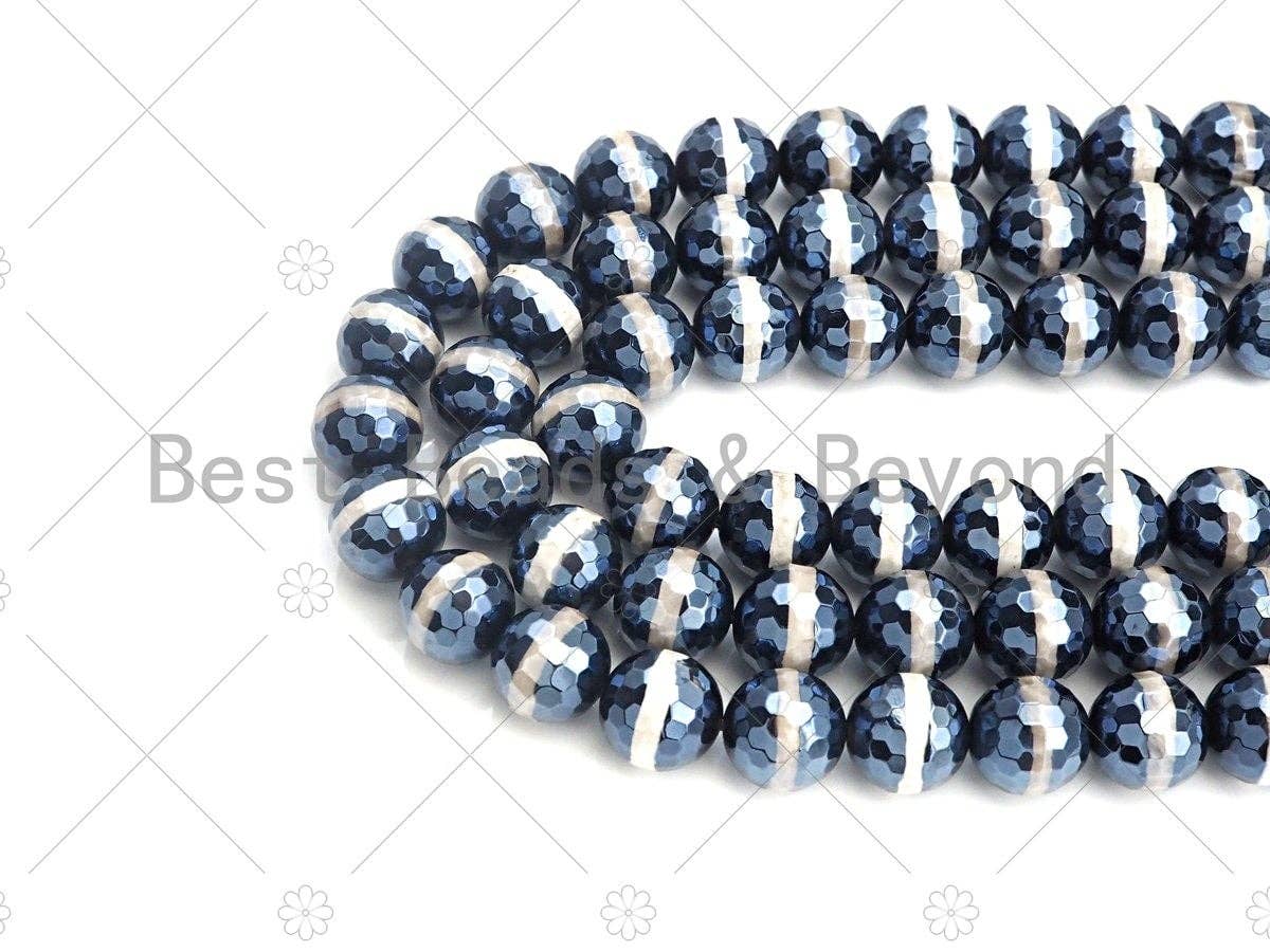 Esty Exclusive Mystic Black and White  One Line Tibetan Agate Beads, 8mm/10mm/12mm, Black White Dzi Agate, 15.5" Full Strand, sku#UA94