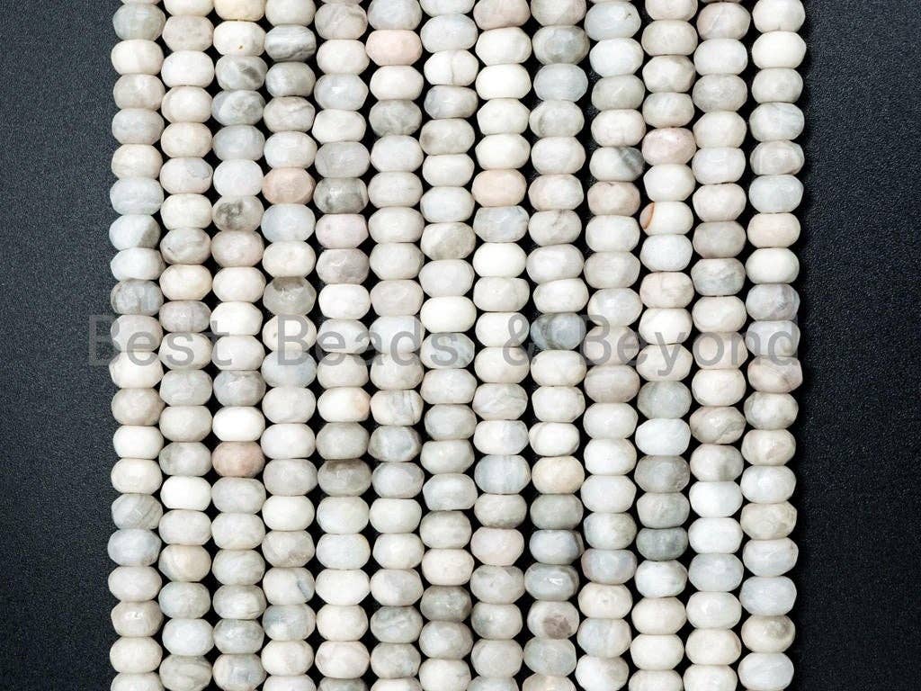 Natural White Grey Rondelle Agate beads Strand,4x6mm/5x8mm/6x10mm White Grey Gemstone beads, Natural Agate Beads, 15.5inch strand, SKU#U124