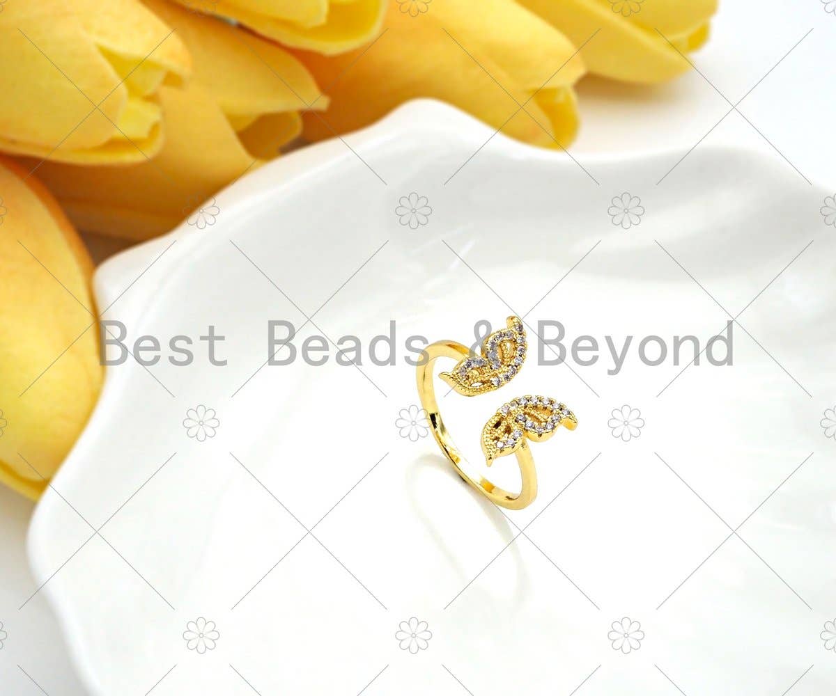 CZ Butterfly Adjustable Ring, Sku#JL23