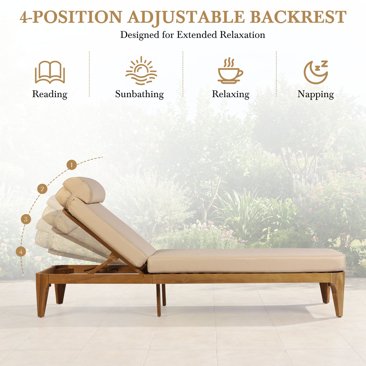 TOPMAX Acacia Wood Chaise Lounge - Set of 2