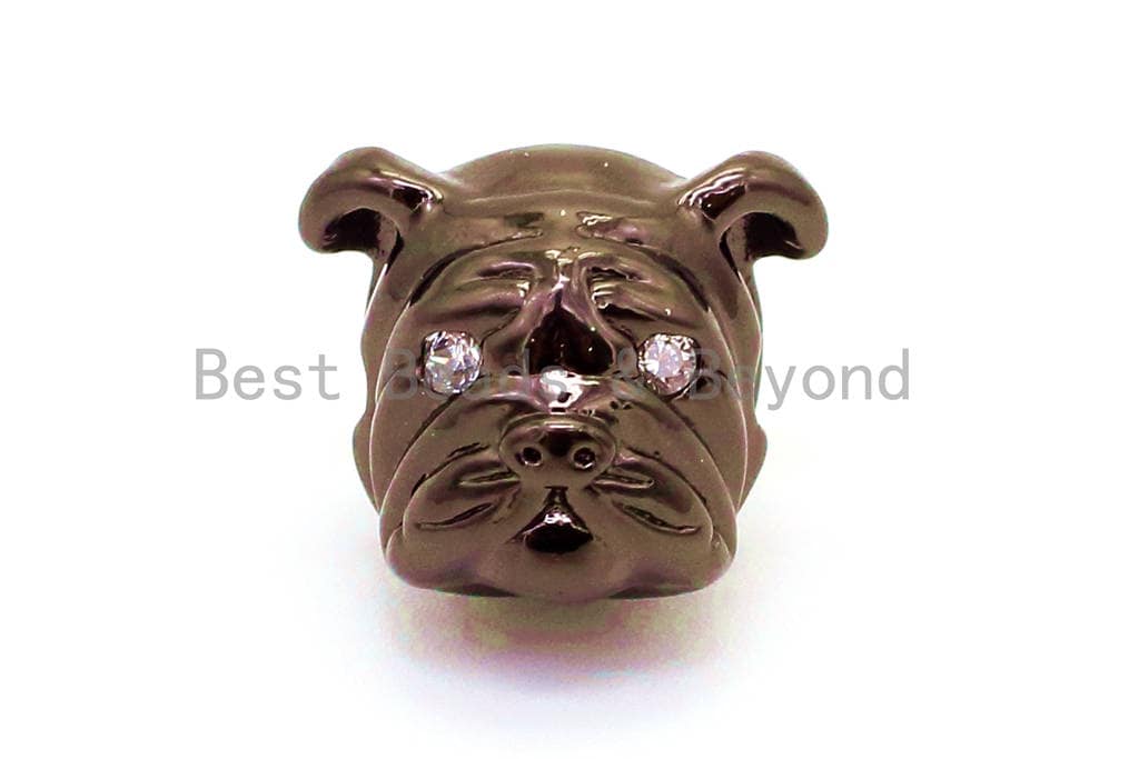 CZ Mirco Pave Dulldog Animal Head Beads, Cubic Zirconia Anim