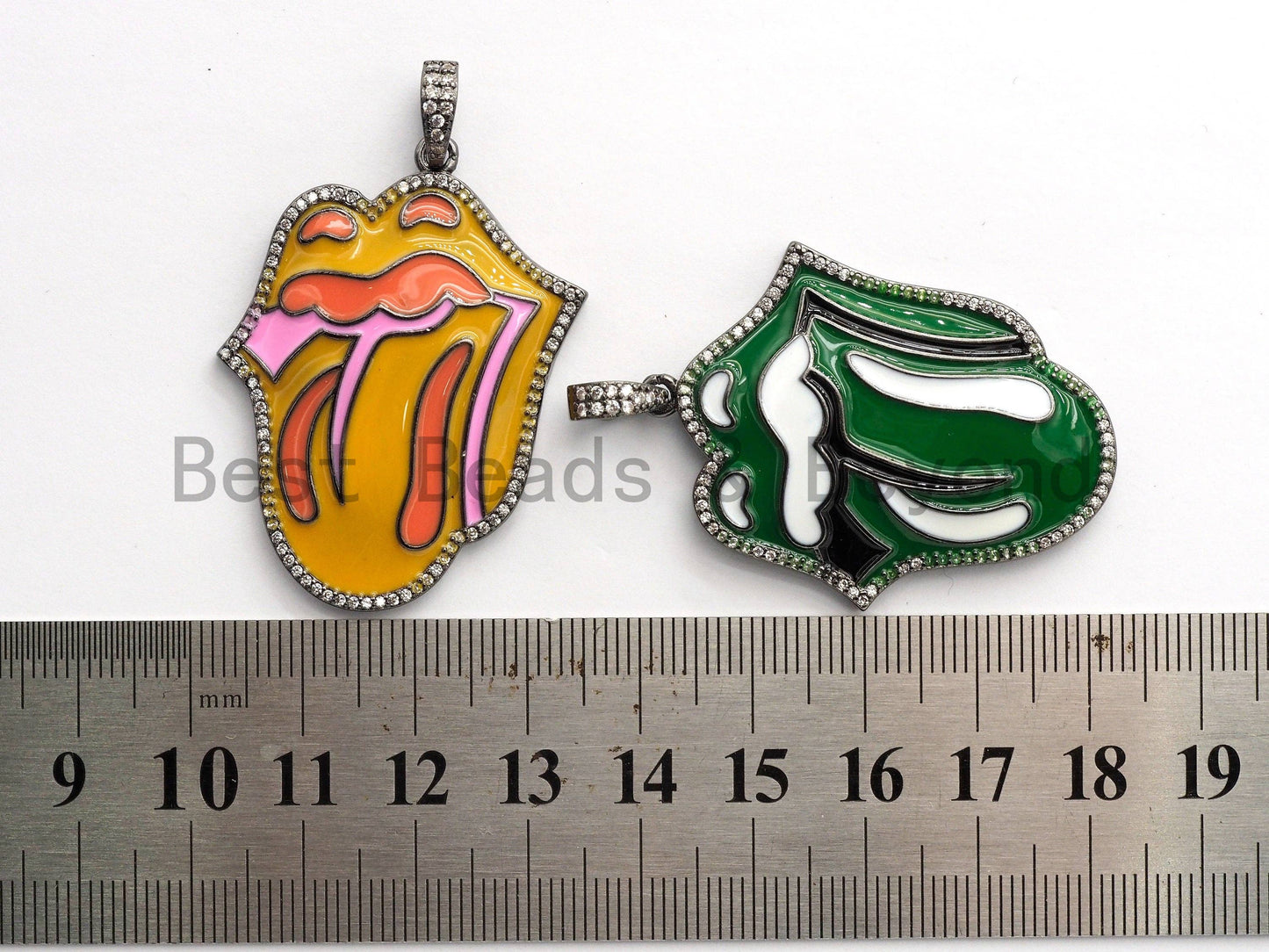 NEW Enamel Colorful Mick Jagger Rolling Tongue Pendant,CZ Micro Pave Tongue pendant,Enamel pendant,Enamel Jewelry,34x43mm,sku#F576C