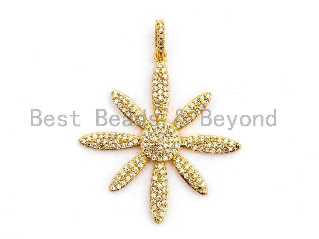 CZ Clear Micro Pave Flower Pendant, Sku#F407/B158