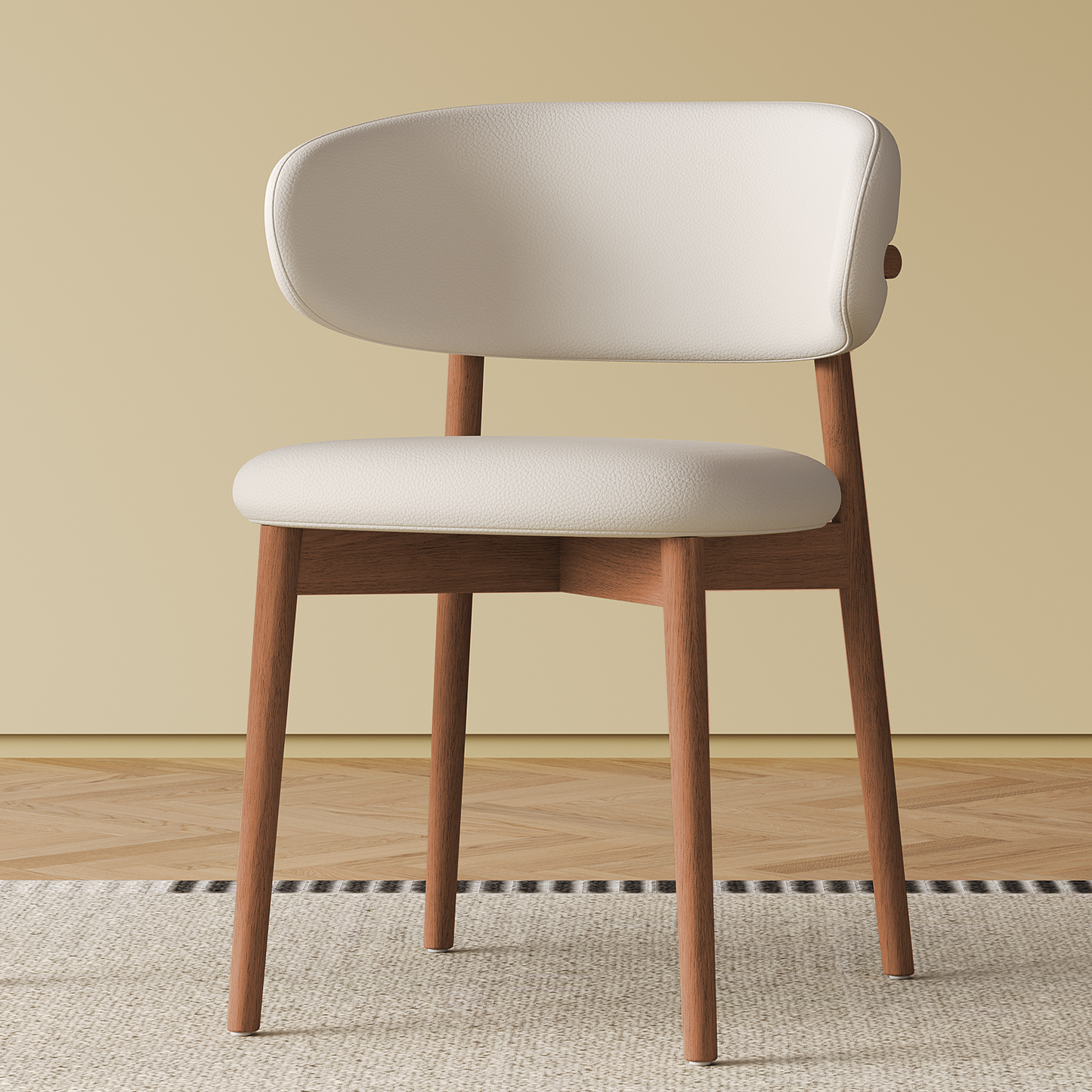 Mid-Century Modern Wood Feet Dining Chair Set of 2