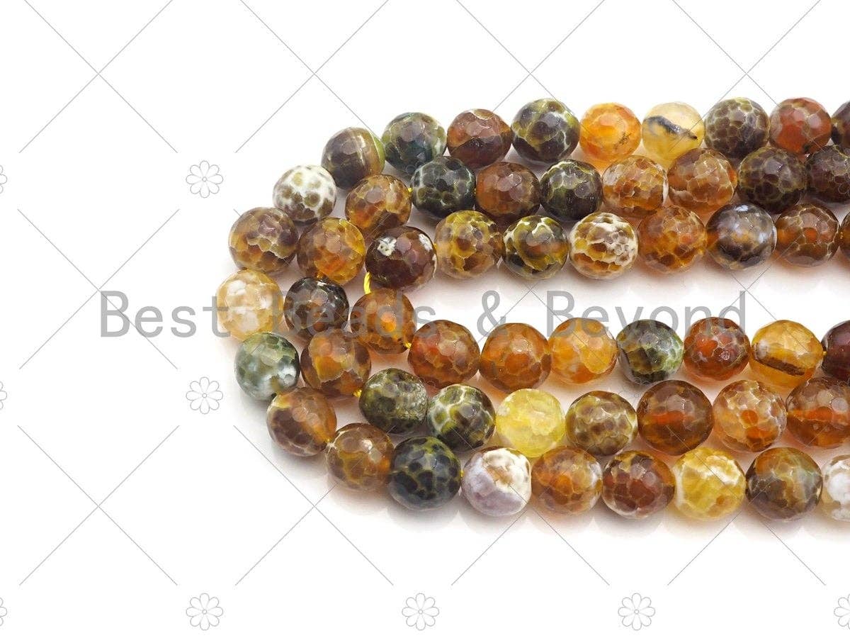 Natural Brown Fire Agate, 8mm/10mm/12mm Brown Fire Agate Beads, 15.5" Full Strand, sku#UA101