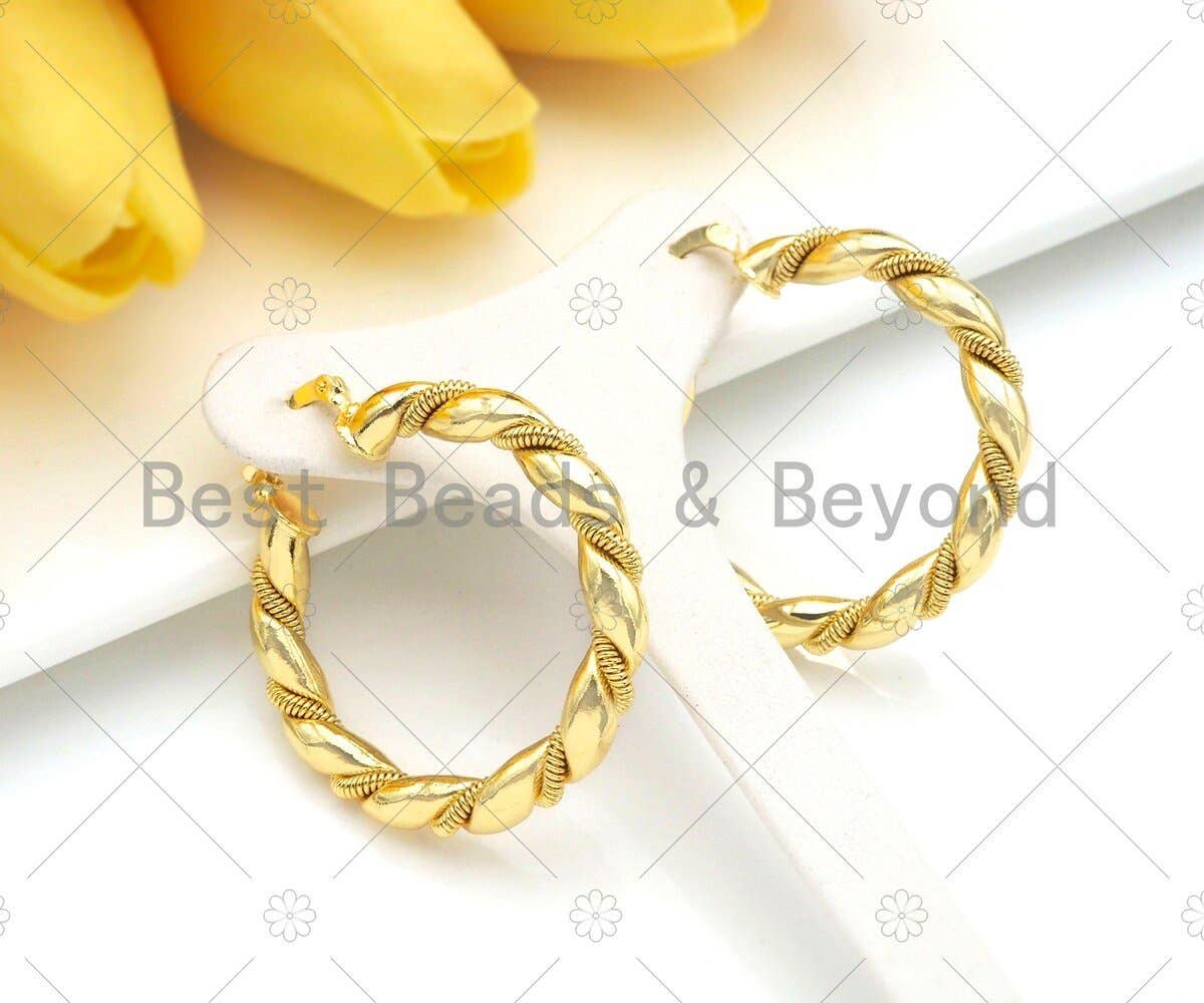 Gold Twisted Hoop Earrings, Sku#J310