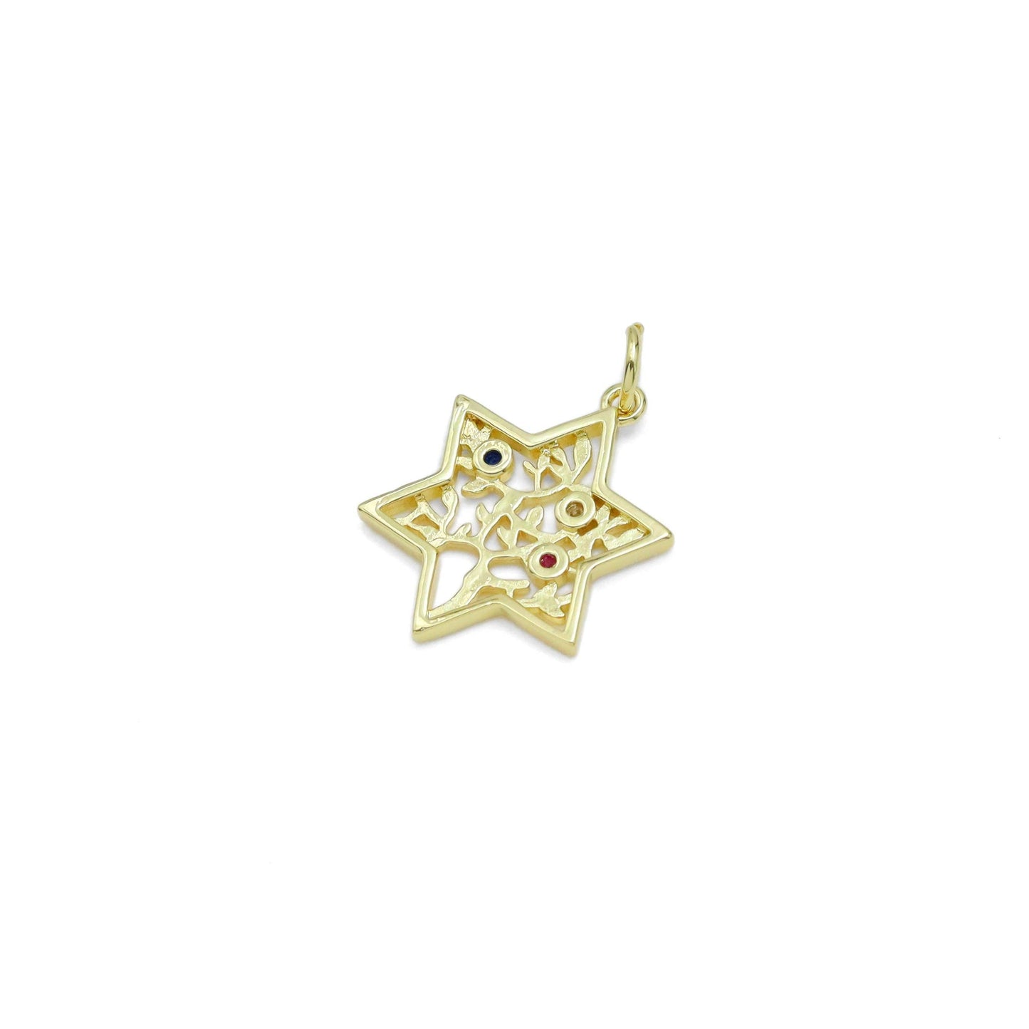 Colorful CZ Jewish Star of David Pendant, Sku#LX600