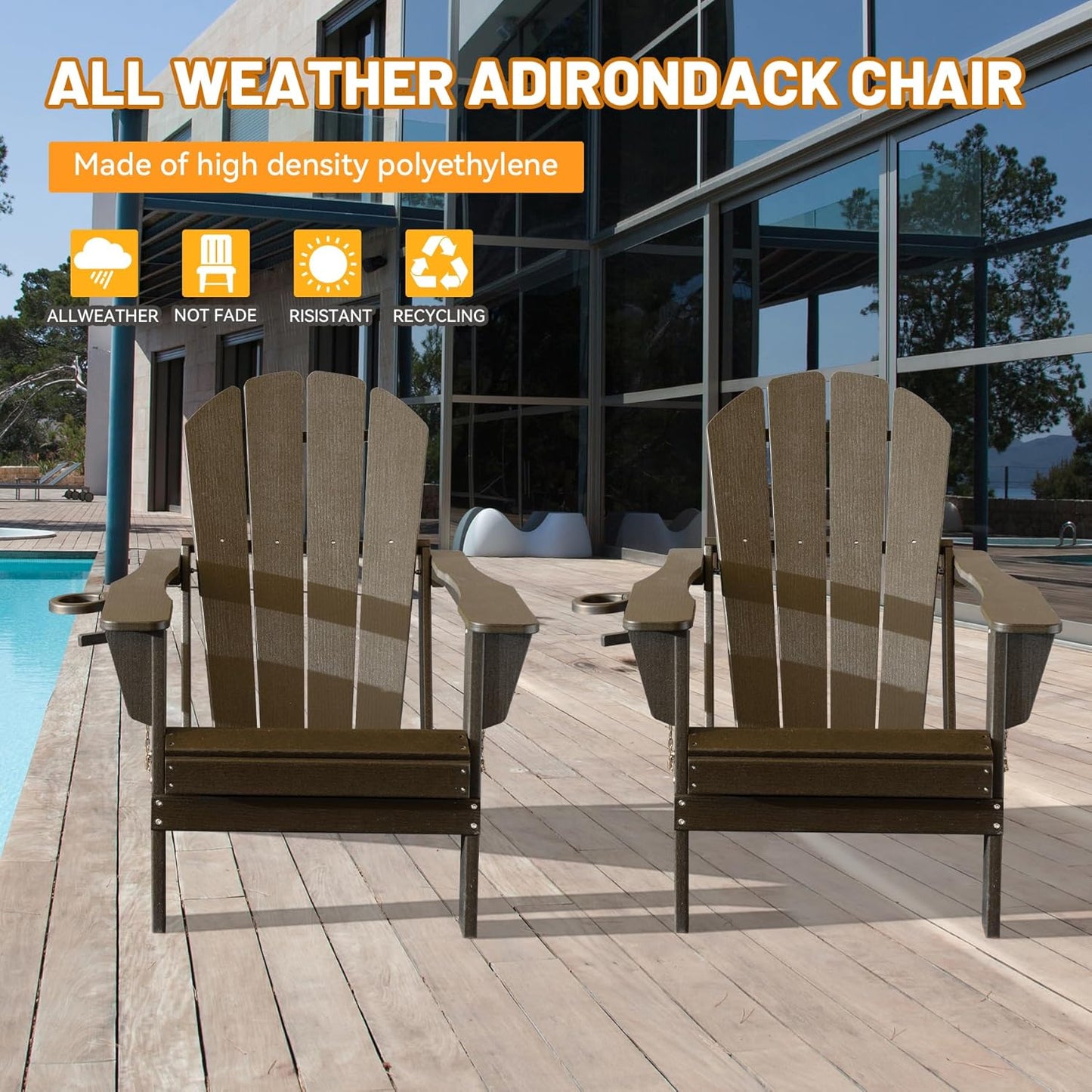 Adirondack Chairs Set of 2 - Brown