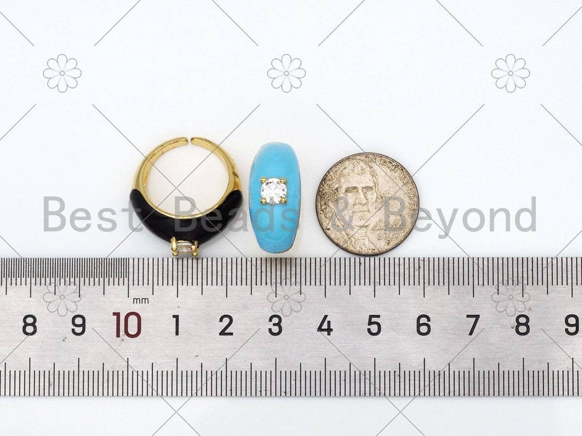 Enamel Round Diamond Adjustable Ring, Sku#X242C