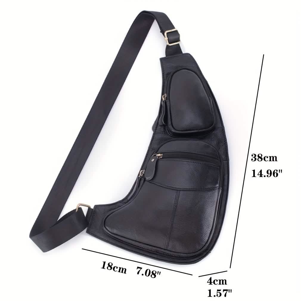 Sac bandoulière en cuir véritable (unisexe)