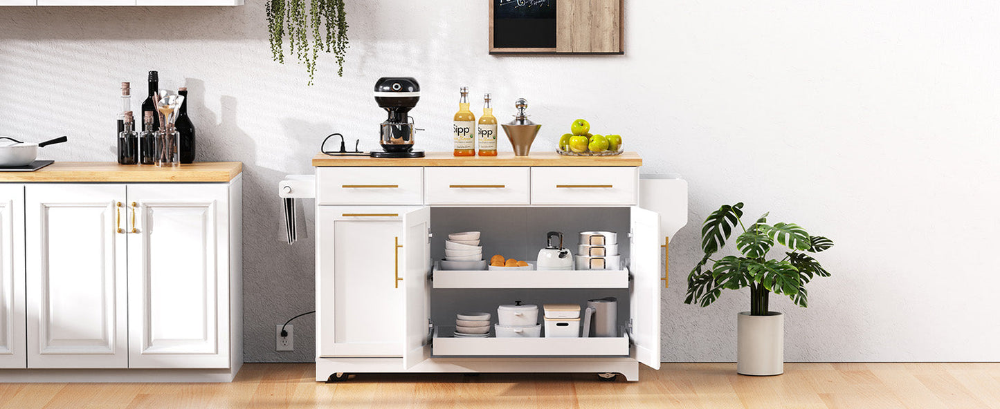 K&K 59.3" Kitchen Island with Storage