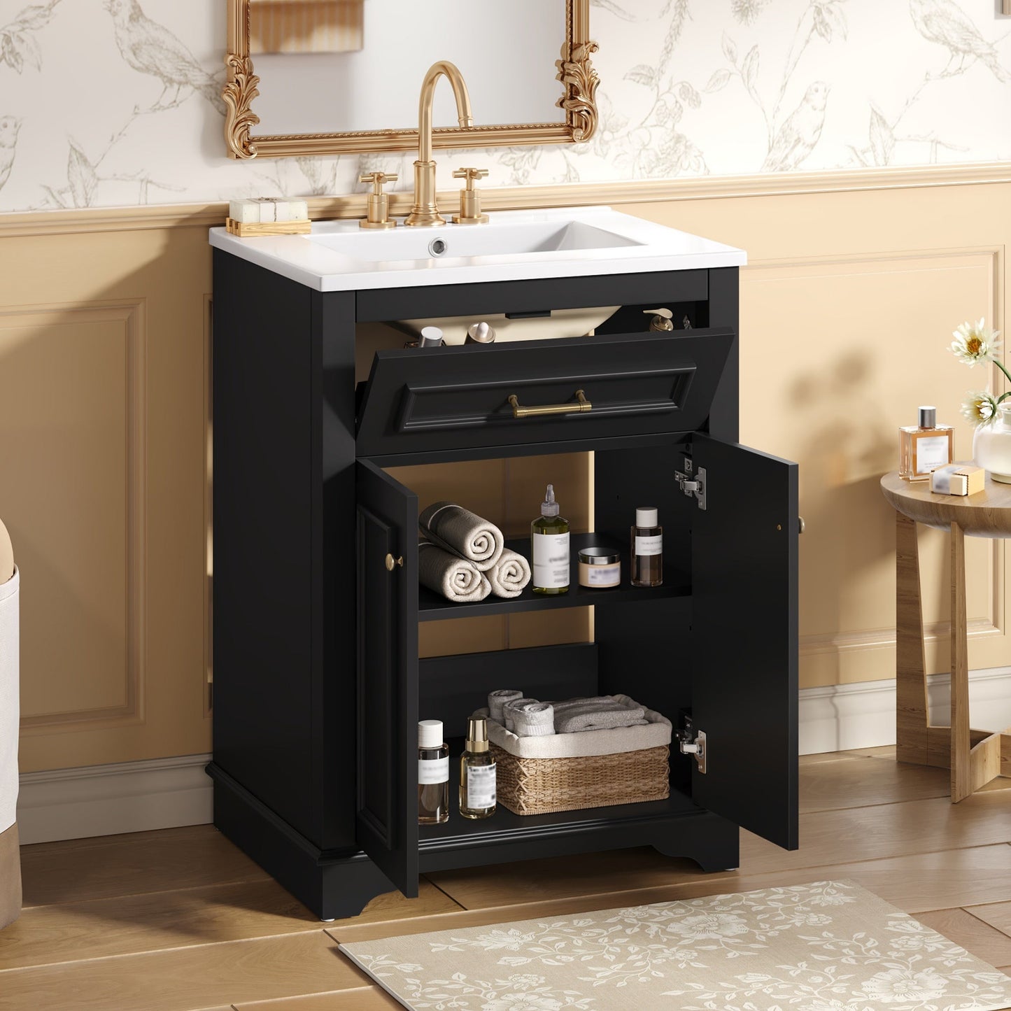 24" Bathroom Vanity with Integrated Ceramic Sink