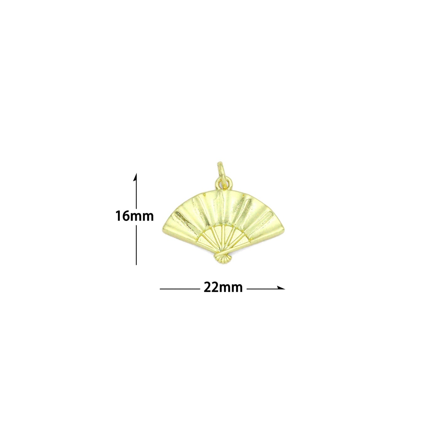 Gold Fan Shape Charm Pendant, Sku#LK1182