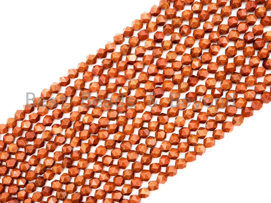 6mm/8mm/10mm/12mm Round Faceted Goldstone Beads, 16 Faceted Diamond Cut Gemstone Beads, Sparkling Golden Brown Beads, 15inch strand, SKU#U42