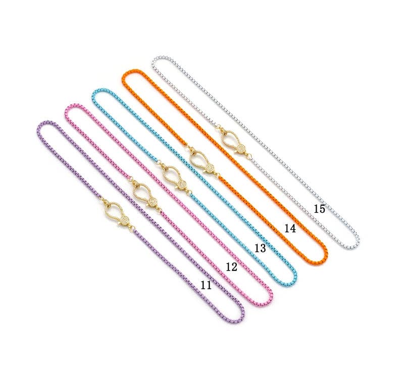 Enamel box chain necklace with Gold Clasp, Sku#EF182