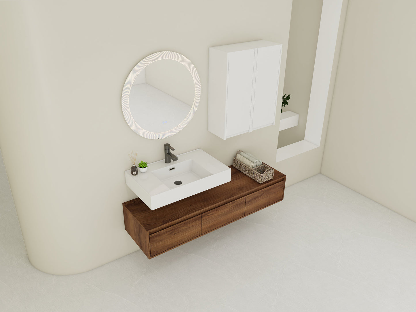 60 Inch Wall-Mounted Bathroom Vanity