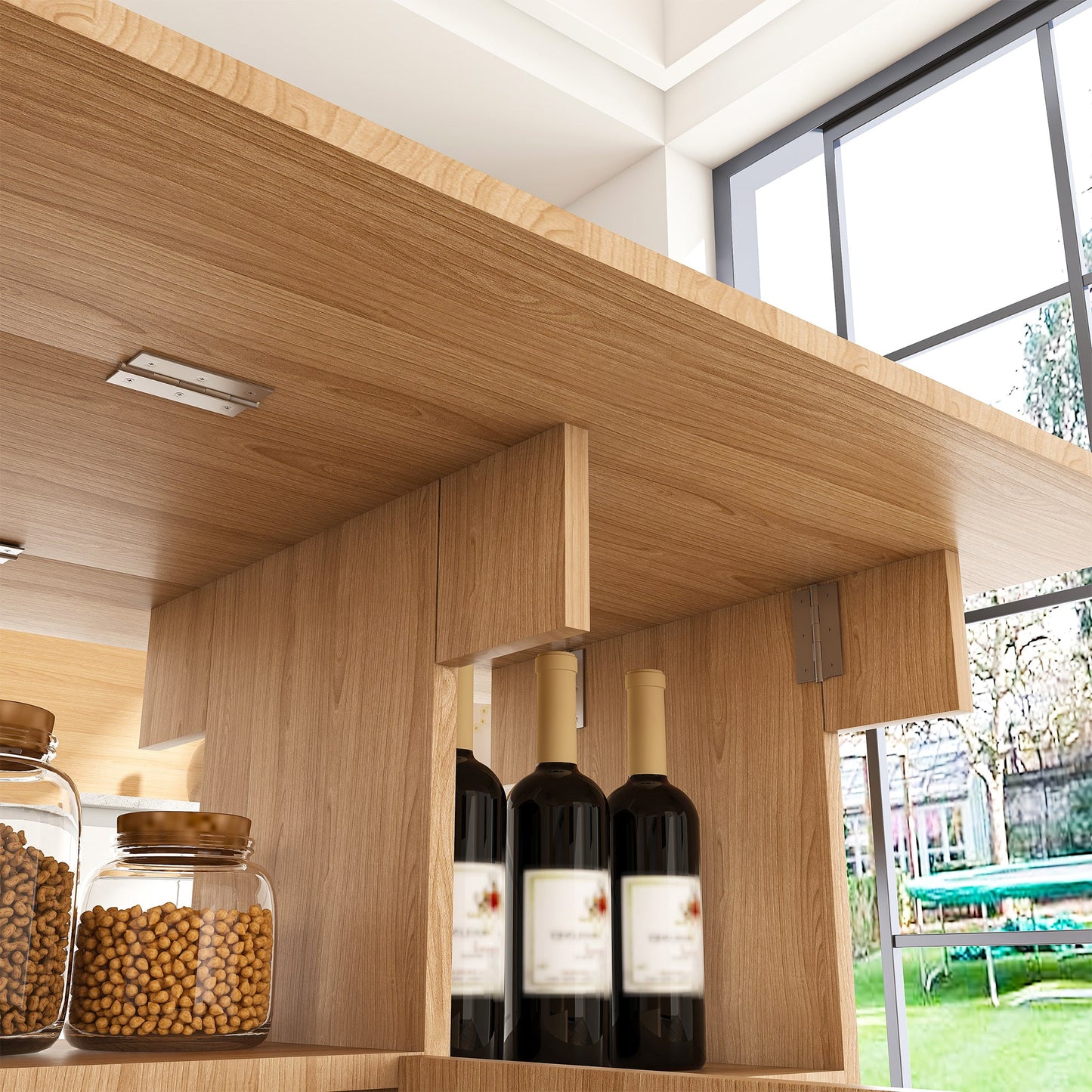 Multi-Functional Folding Table with Storage Shelves and Wheels