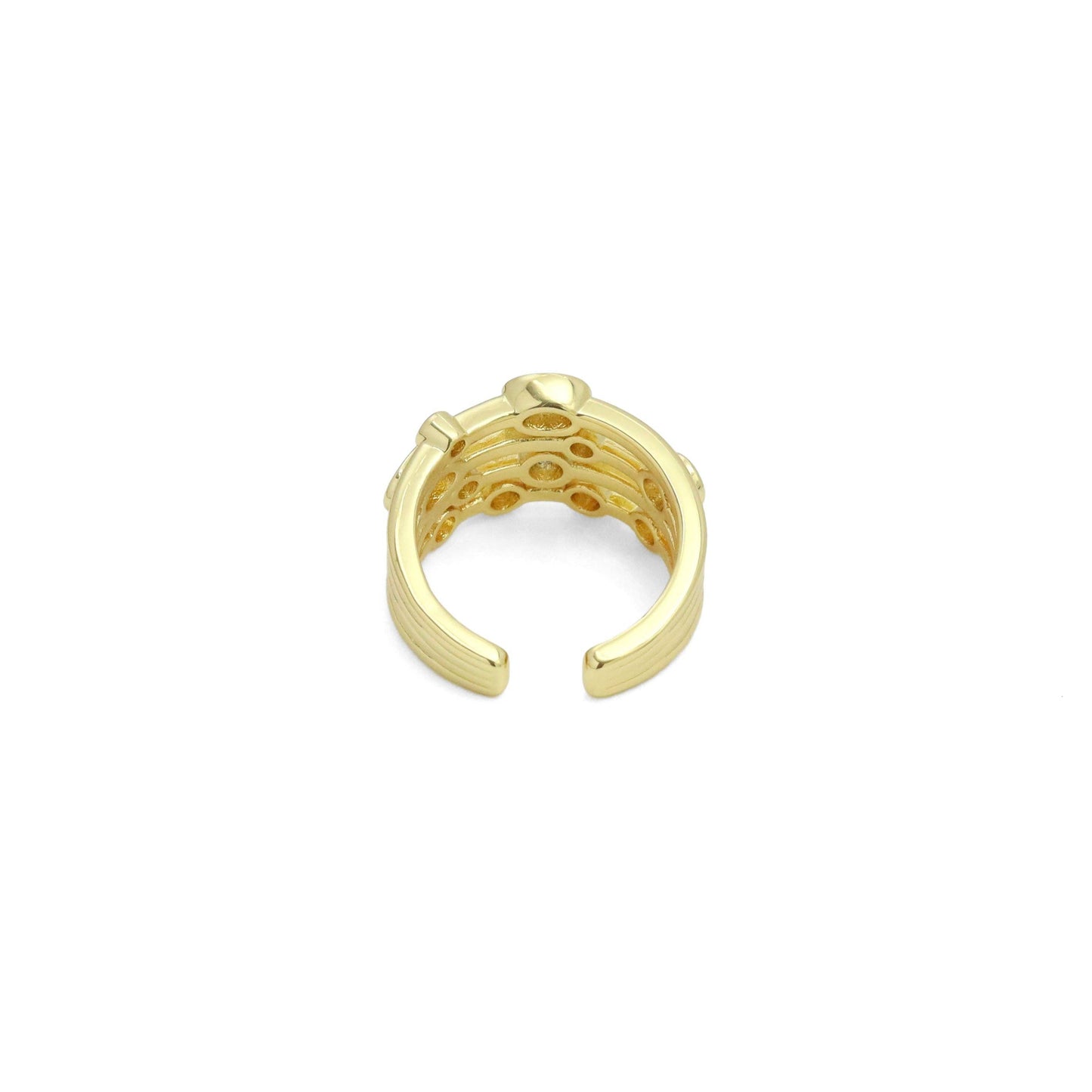 Gold Silver Oval CZ Multiline oval stone Adjustable Ring, Sku#A316