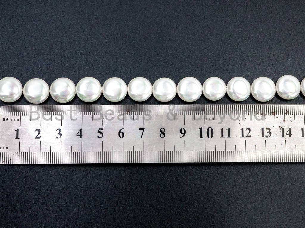 Natural Mother of Pearl beads,  White Pearl Coin, Sku#T59