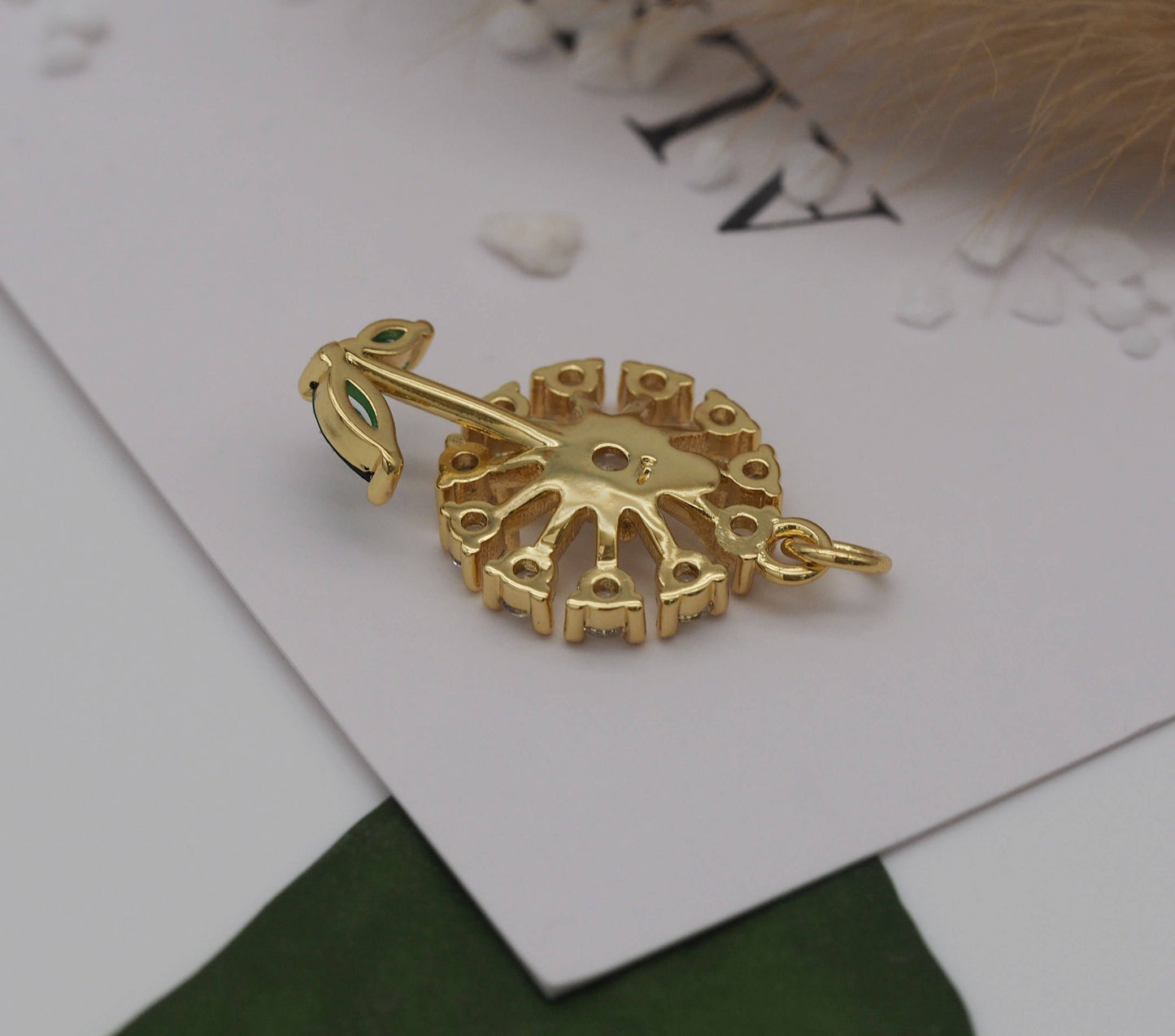 CZ Dandelion Flower Charm, Sku#LK630