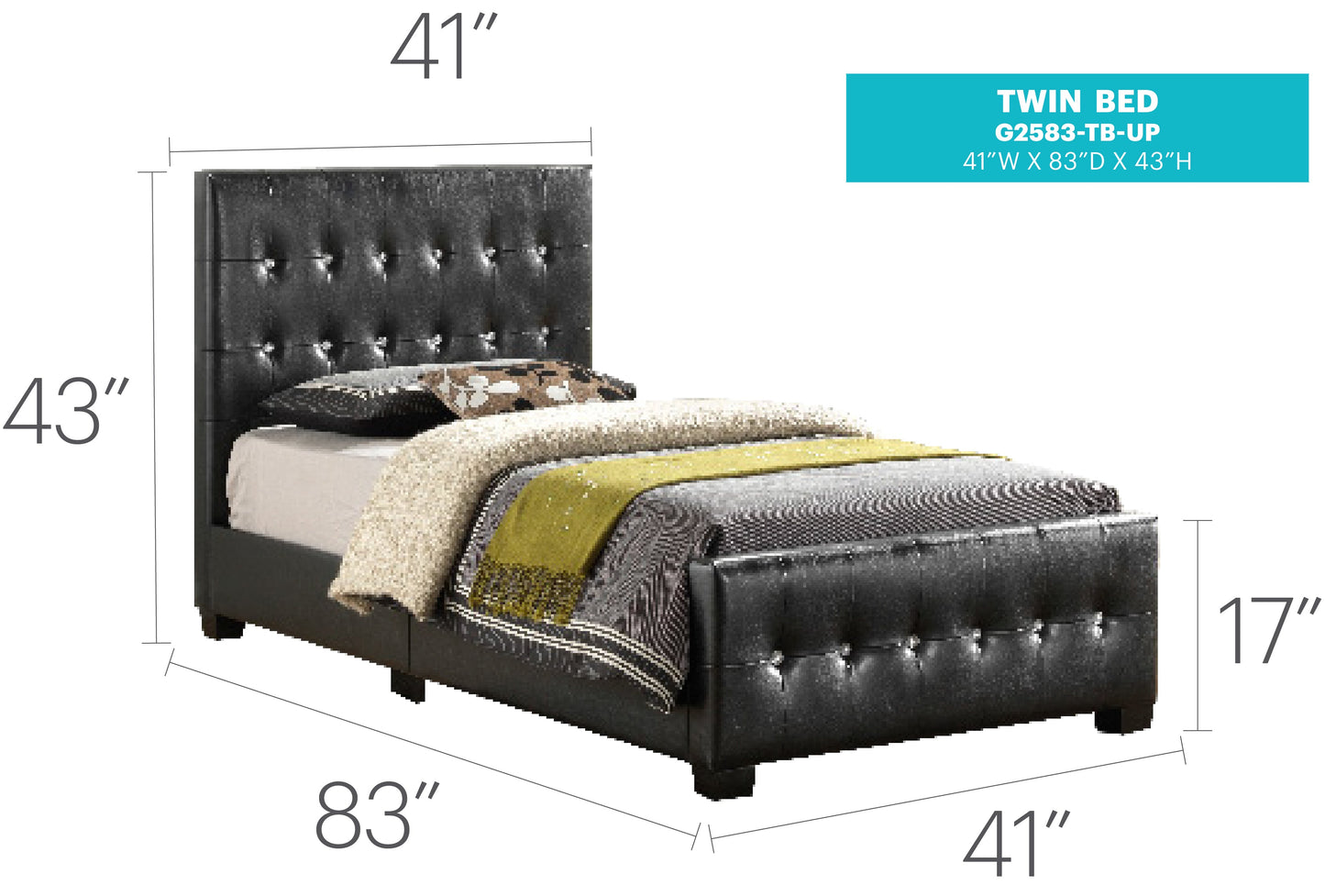 Stylish Transitional Twin Bed In Sleek