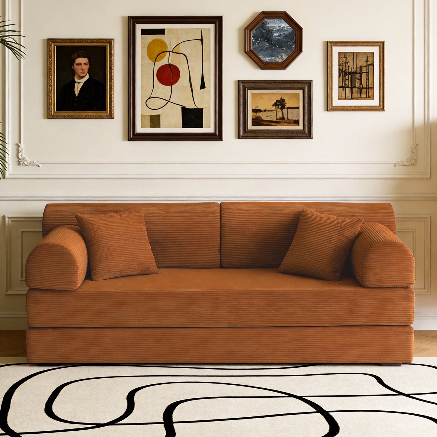 Convertible Sleeper Sofa Bed in Orange