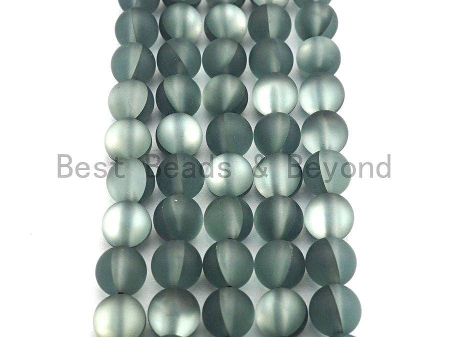 New Dark Silver Gray Atrovirens Spectrolite Quartz, Aura Crystal Round 6mm/8mm/10mm/12mm beads, Manmade Moonstone, 15.5inch strand, SKU#U521