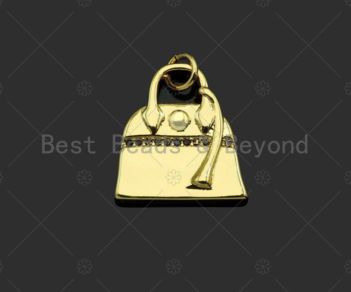 18K Dainty Gold Fashion Bag Shape Pendant/Charm,Gold Bag Medallion Charm, Necklace Bracelet Charm Pendant,18x17mm, Sku#LK232