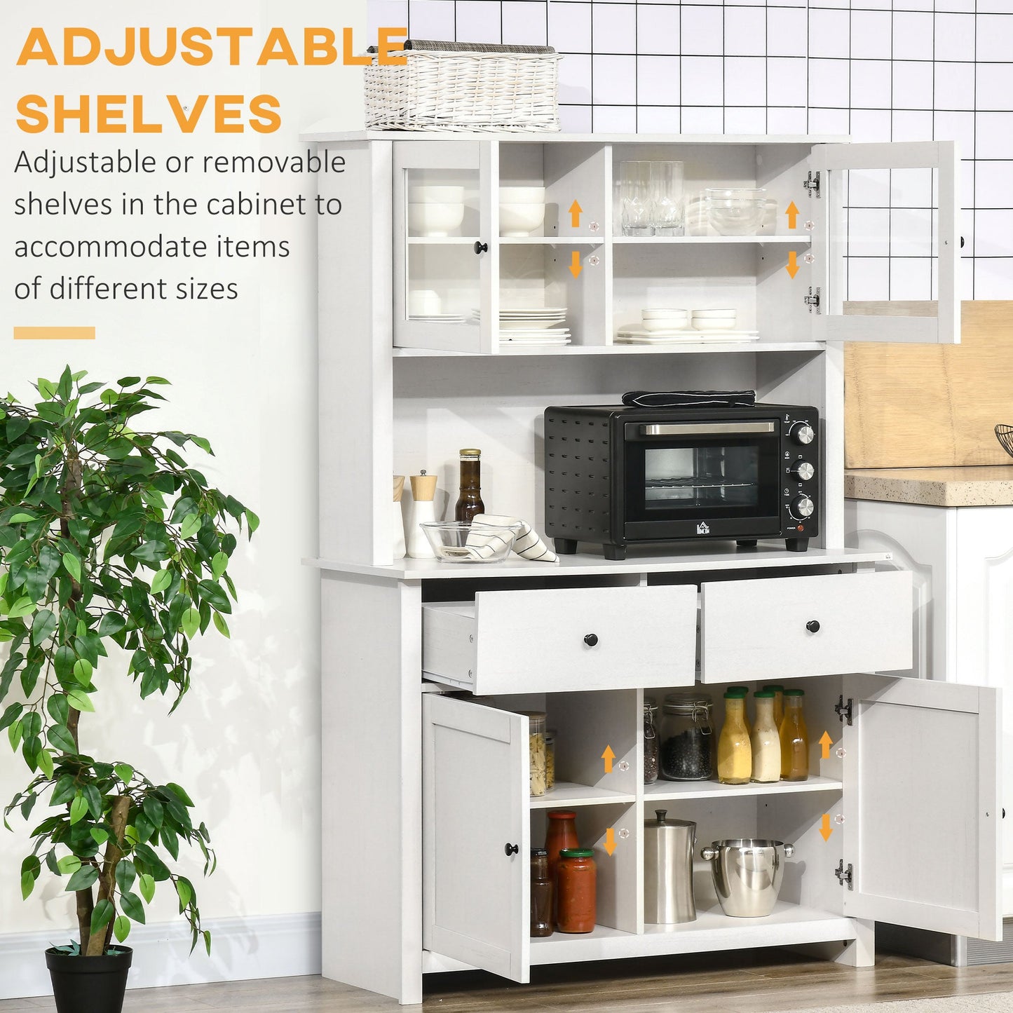 HOMCOM 63.5" Kitchen Buffet with Hutch
