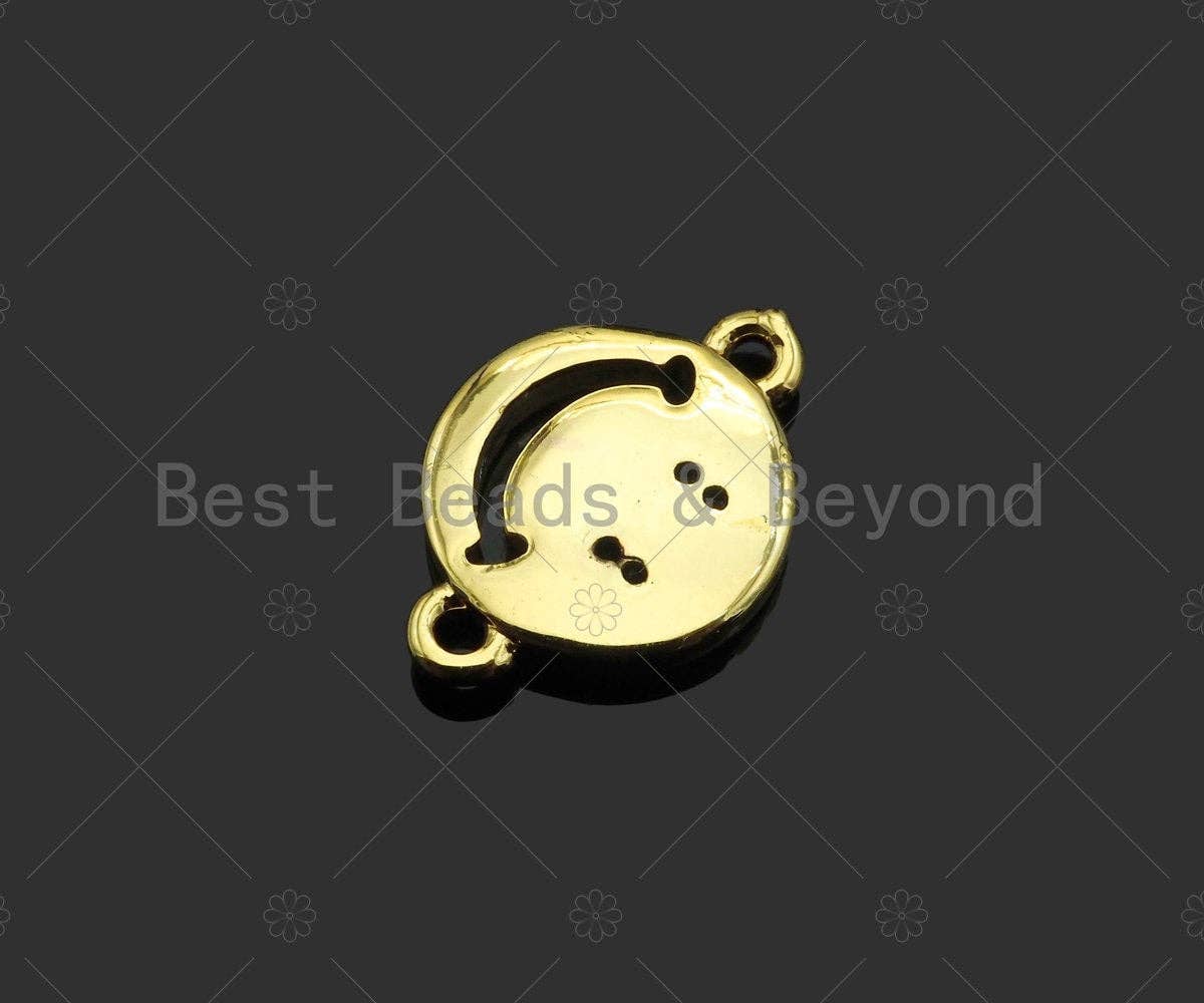 Gold Filled CZ Micro Pave Cute Smiley Face Shape Connector,1