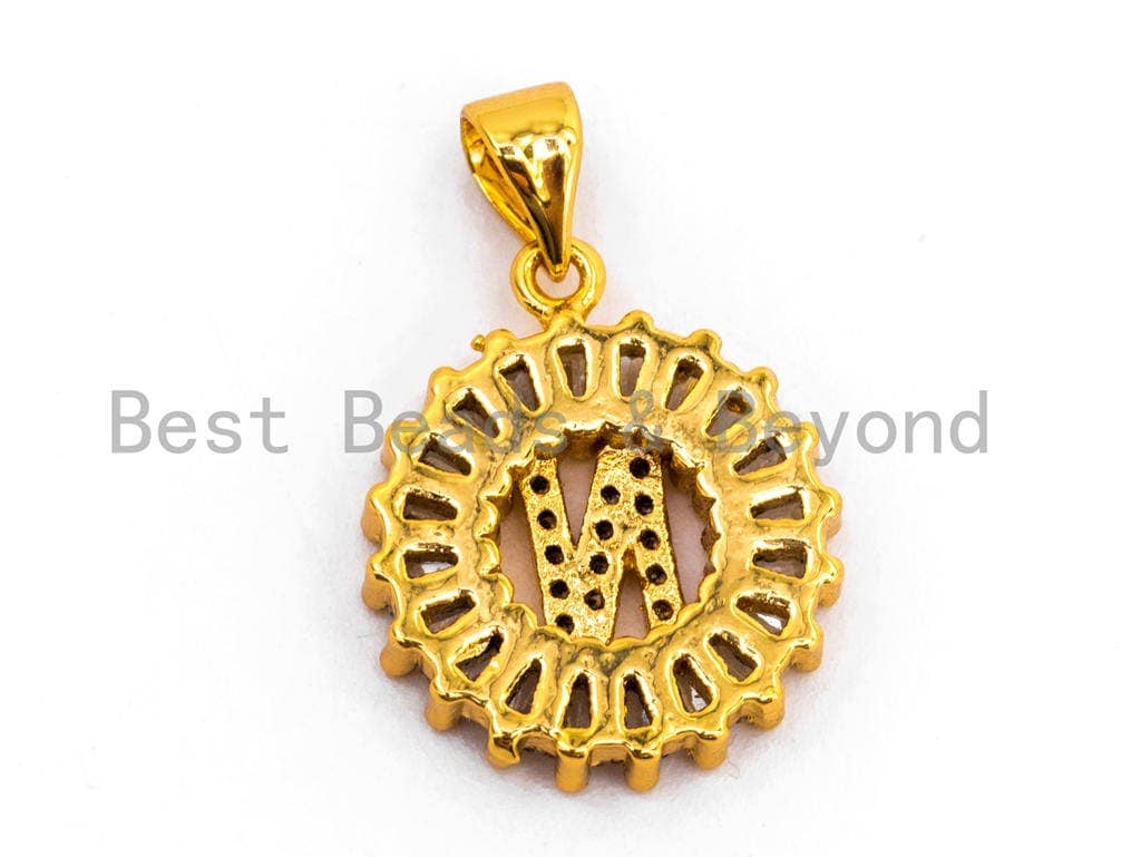 CZ Micro Pave Initial Letter N Charm/Pendent Beads,Cubic Zirconia Pave Alphabet Beads Pendent, Gold/Silver Finish,16x18mm,sku#Z232