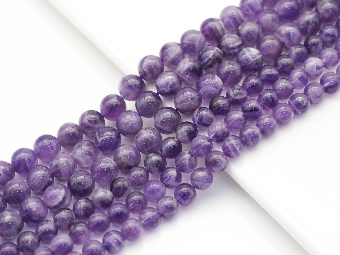 High Quality Genuine Dog Teeth Amethyst Round Smooth Beads,