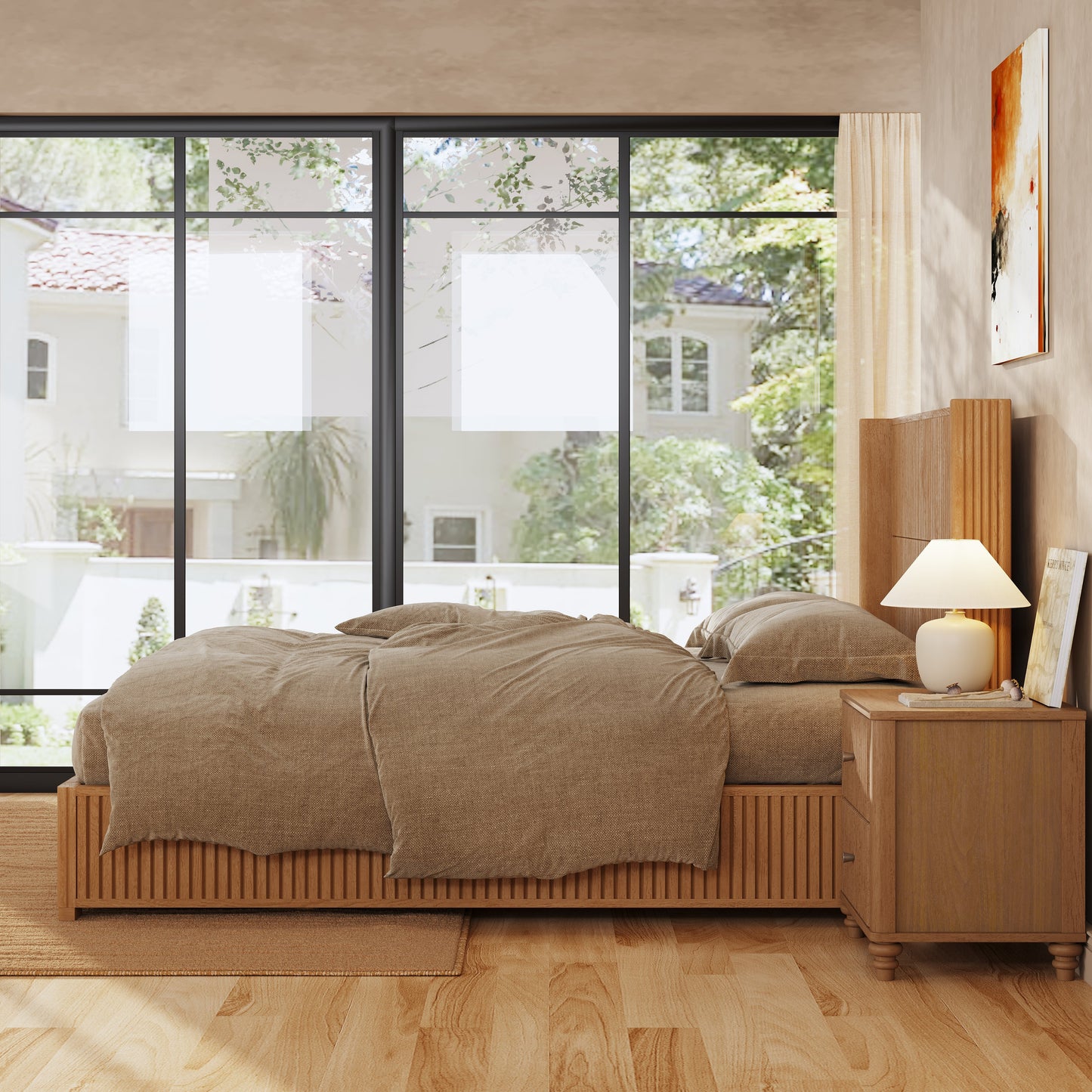 Solid Wood Platform Bed Frame with Headboard