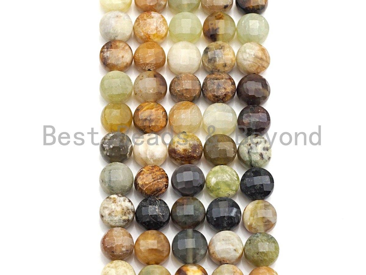 Double Sided Turtle Shell Cut Natural Jade Coin Shape beads, 6mm /8mm/10mm Natural Gemstone Beads, 16" Full strand, Sku#UA14