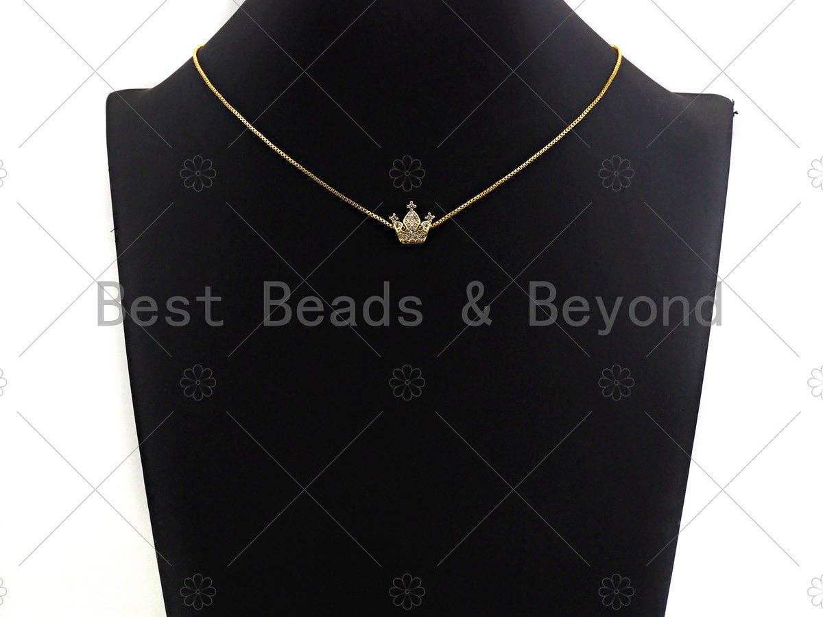 CZ Micro Pave Gold Spacer Crown Beads, Gold Crown Charm,  Crown Beads, Jewelry Findings, 15mm, sku#LK45