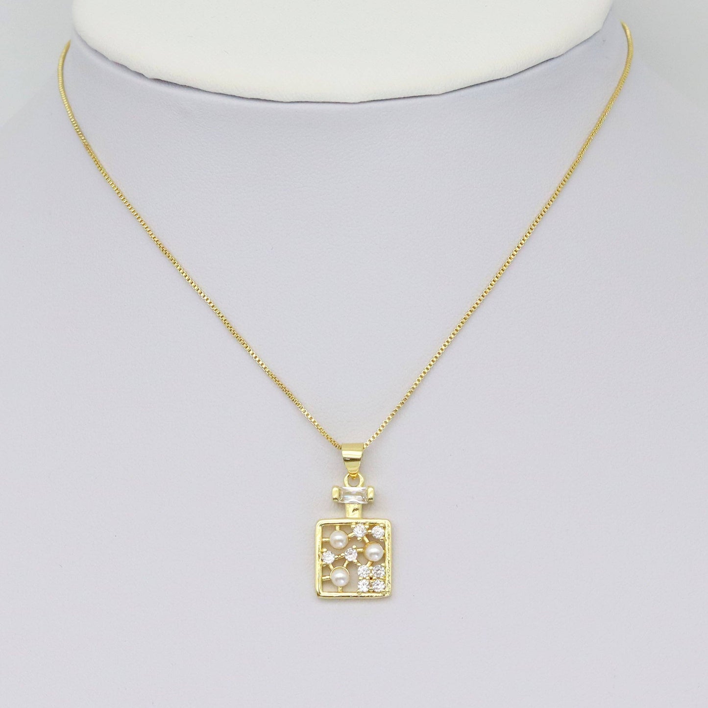 CZ  White Pearl On Square TAG Charm, Sku#LK924
