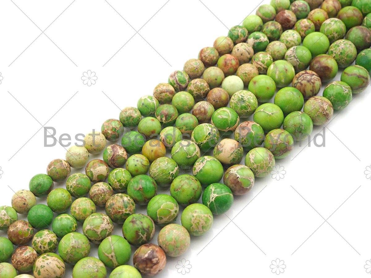 High Quality Apple Green Sea Sediment Imperial Jasper Beads, 6mm/8mm/10mm/12mm Round Smooth Imperial Japser, 15.5'' Full Strand, SKU#UA171