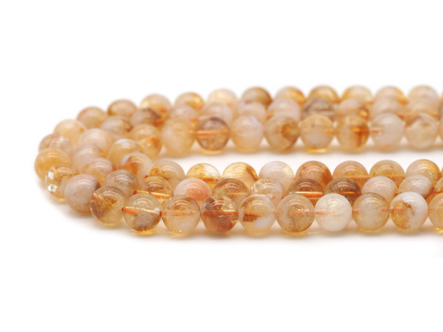 Genuine Citrine Round Smooth Beads, Sku#U1349