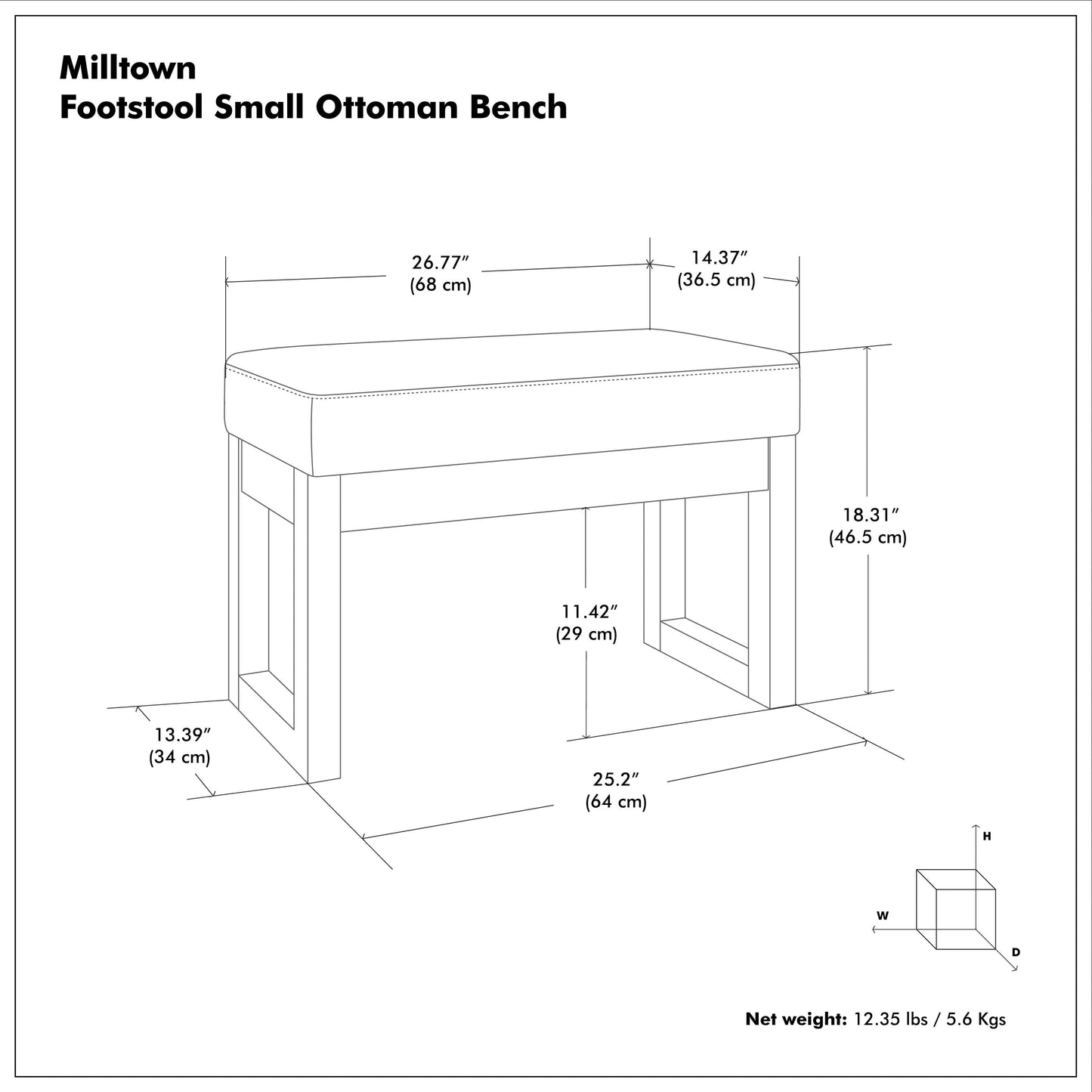 Milltown Footstool Small Ottoman Bench