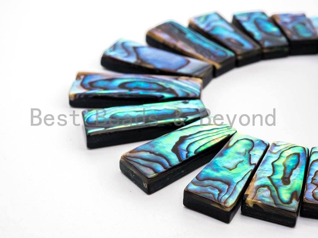 Natural Abalone Shell Graduated Bar Shaped Beads, Abalone Necklace Focal Beads, 3.5"/6.5" Strand, sku#R29