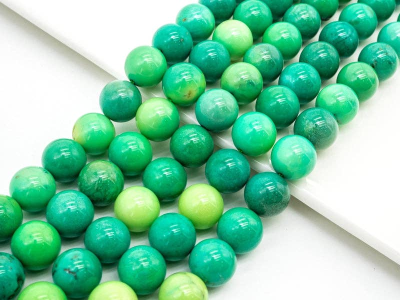 Genuine Green Opal Smooth Round Beads, Sku#U181