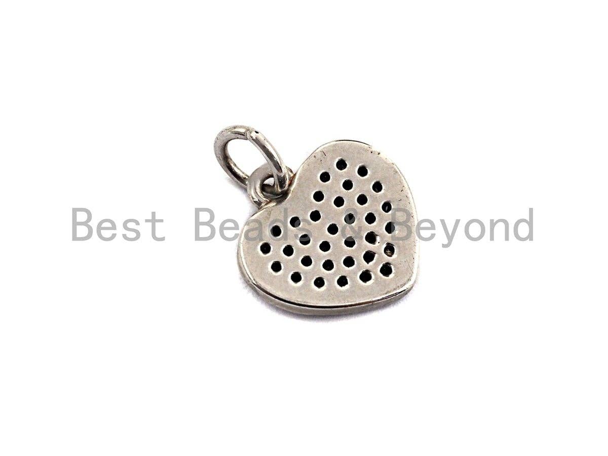 Black CZ Micro Pave Heart Pendant/Charm, Bracelet Necklace Cubic Zirconia  Heart Pendant Charm, 13mm,sku#Z585
