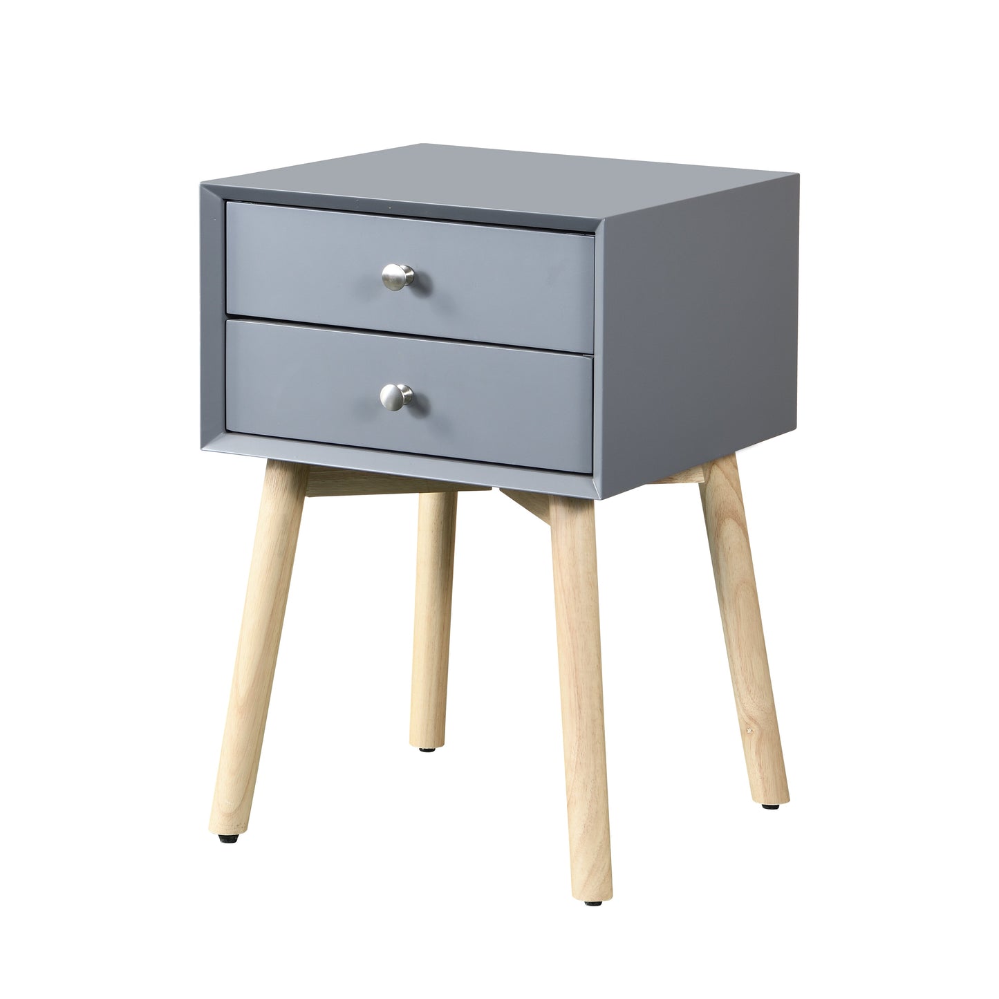 Mid-Century Modern Side Table with 2 Drawers
