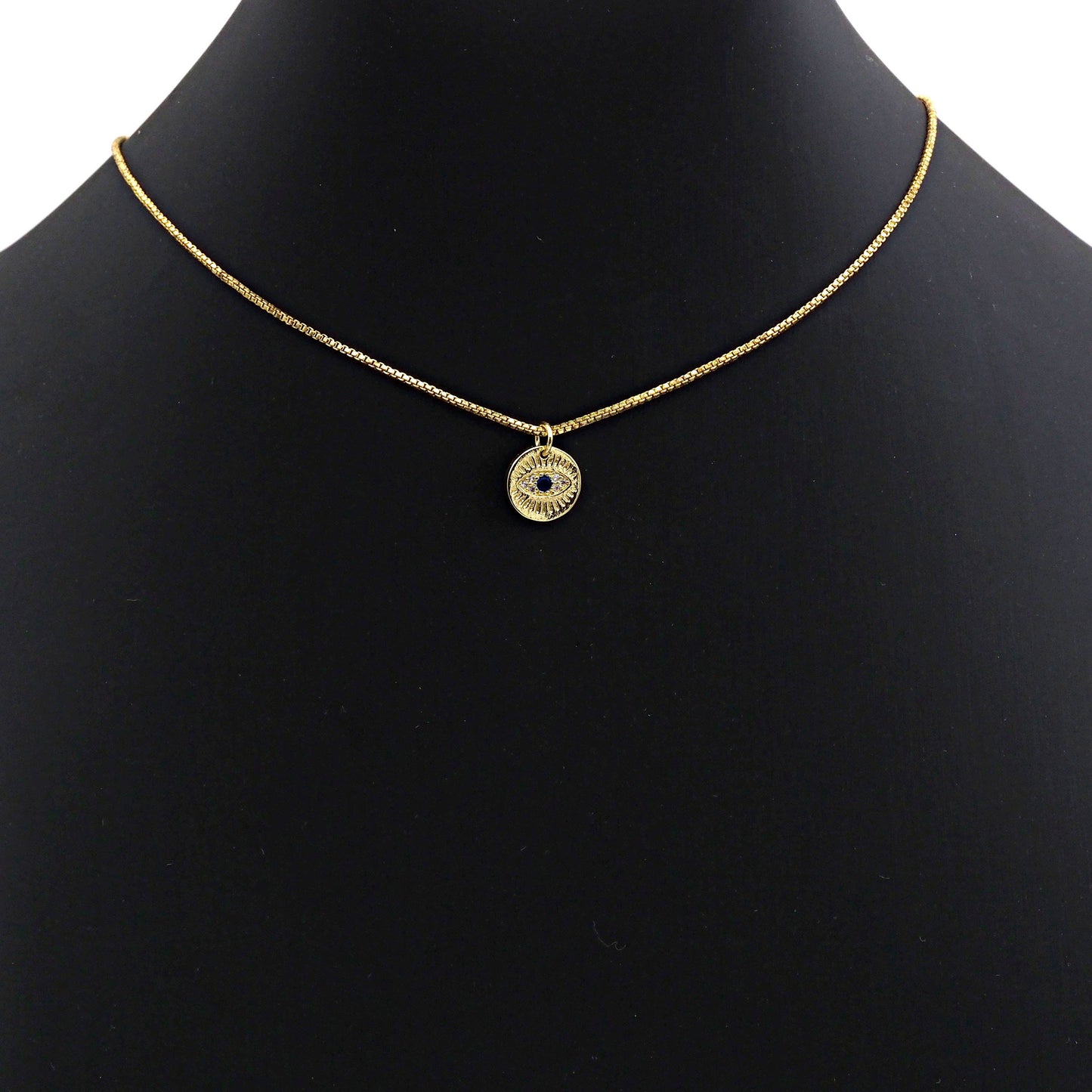 CZ Micro Pave Round Evil Eye on Disc Pendant/Charm, Z463
