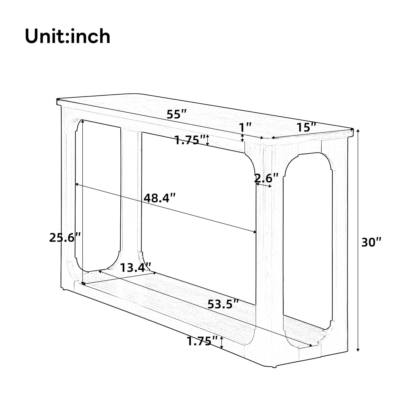 55" Sleek Minimalist Console Table