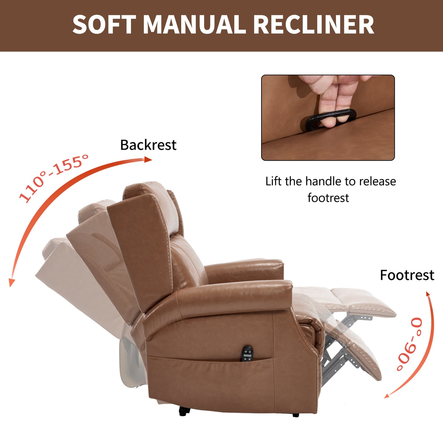 Camel Manual Recliner Chair in Faux Leather