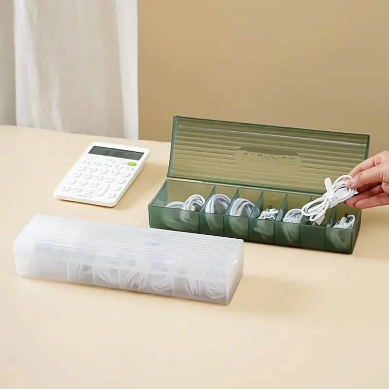 Boîte de rangement de câbles Grande capacité Transparente Multi-compartiments Boîtier de câbles de charge pour le bureau