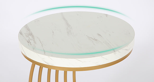 19.68" Modern Round End Table with 2-Tier Storage