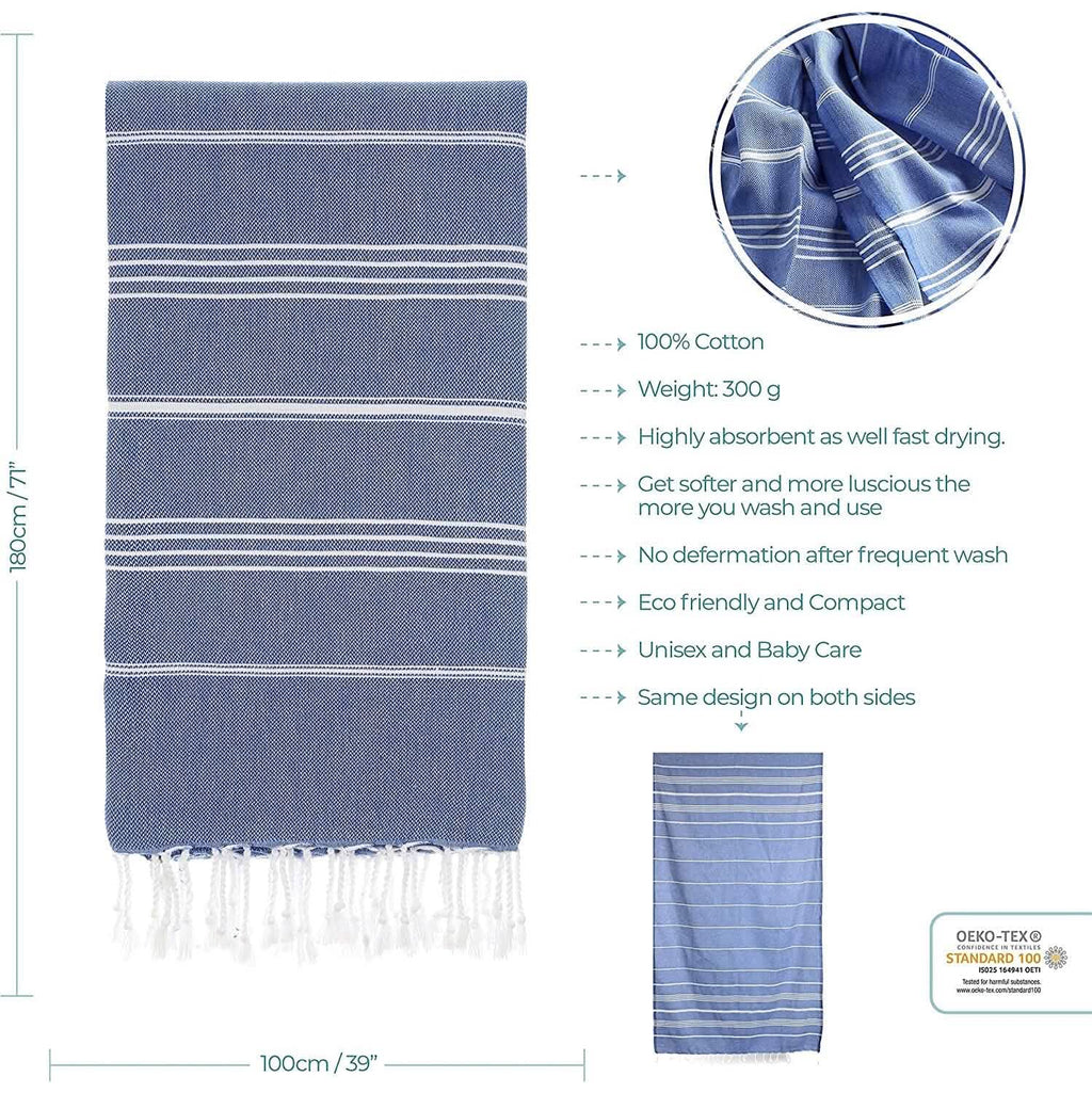 Cacala Pure Series Serviette de bain de luxe en peshtemal 100 % coton turc super doux et léger