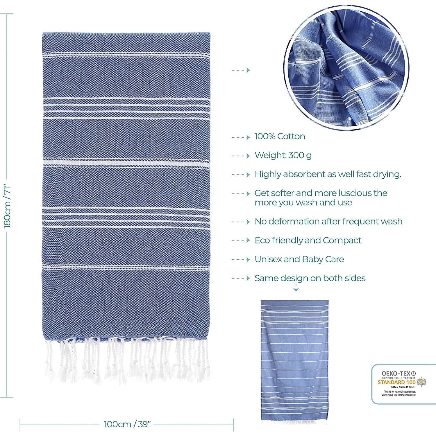 Cacala Pure Series Serviette de bain de luxe en peshtemal 100 % coton turc super doux et léger